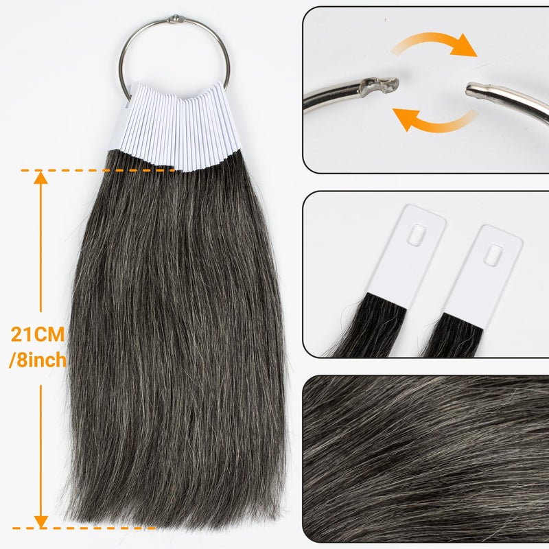 توفافا عينات ألوان الشعر من توفافا - عينات اختبار من شعر بشري 100% - رمادي 8 بوصة - 30 قطعة/عبوة - Image 3